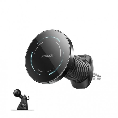Automašīnas lādētājs-turētājs magnētiskais Joyroom JR-ZS502 MagSafe 15W (gaisa ventilācijas/galda paneļa), melns