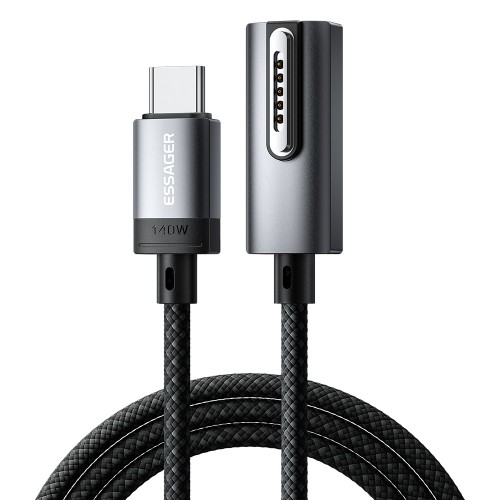 USB kabelis Essager Zeus melns Magnetic Magsafe3 200cm