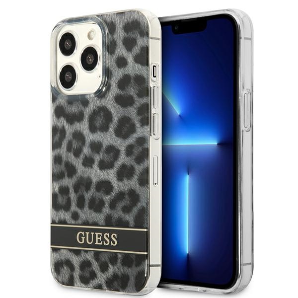 Guess GUHCP13LHSLEOK iPhone 13 Pro / 13 6.1" pelēks/pelēks cietais apvalks Leopards