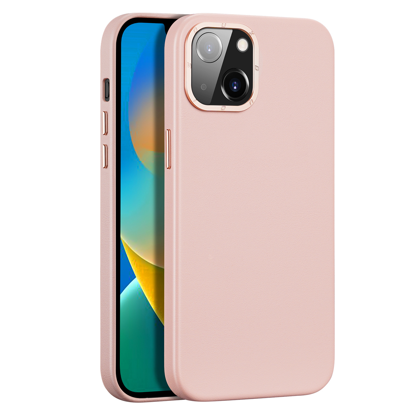 Dux Ducis Grit ādas apvalks iPhone 14 Plus Elegants mākslīgās ādas apvalks (MagSafe saderīgs) Rozā