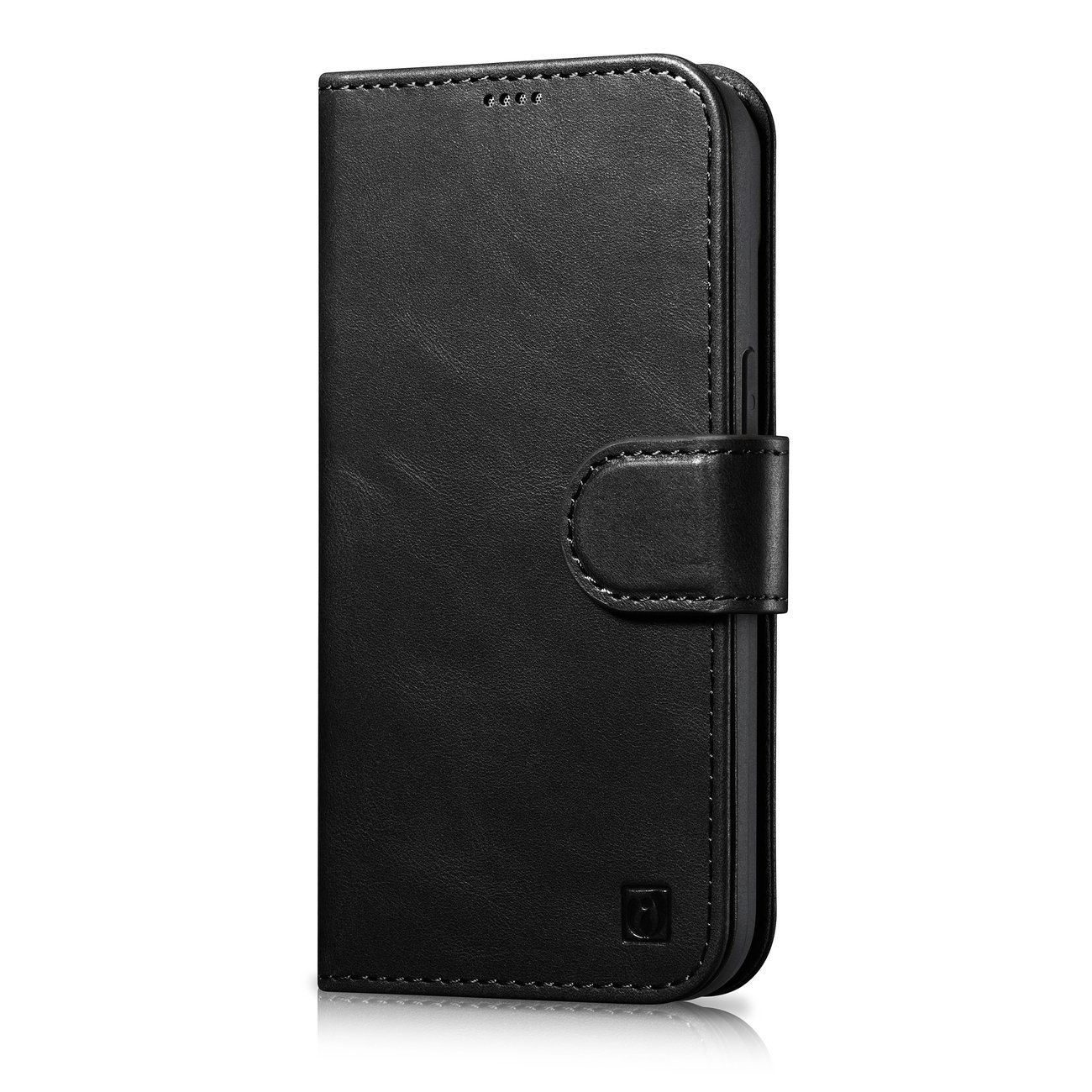 iCarer Eļļas Vaska Maki Apvalks 2in1 Vāks iPhone 14 Plus Anti-RFID Ādas Atverams Apvalks Melns (WMI14220723-BK)