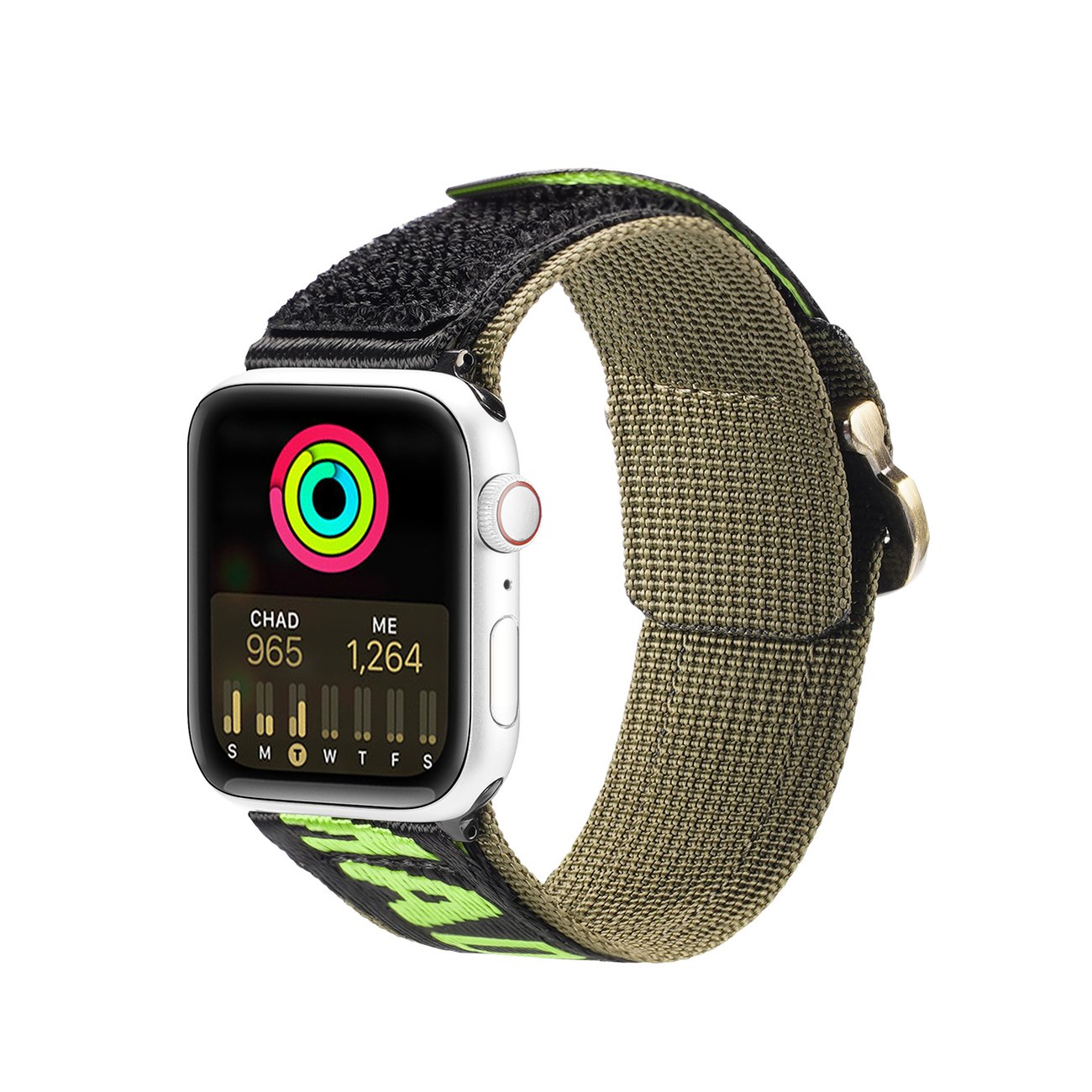 Dux Ducis siksniņa (āra versija) Apple Watch Ultra siksniņa, SE, 9, 8, 7, 6, 5, 4, 3, 2, 1 (49, 45, 44, 42 mm) neilona aproce melna/zaļa