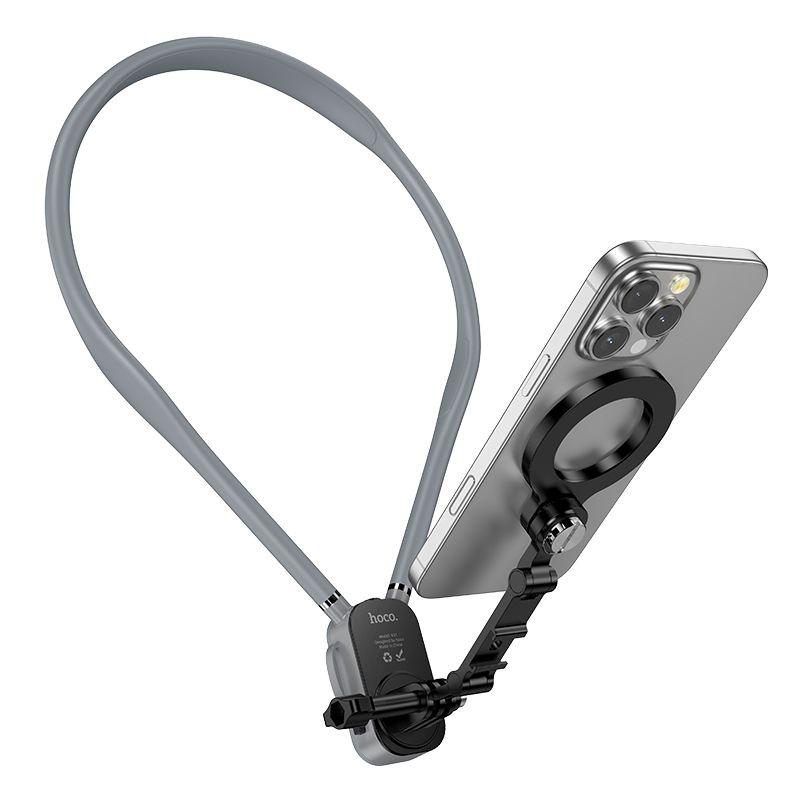 Neck magnetic phone holder Hoco K31 melns pelēks
