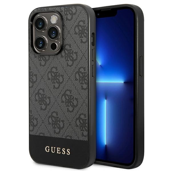 Guess GUHCP14LG4GLGR iPhone 14 Pro 6.1" pelēks maciņš 4G Stripe Collection