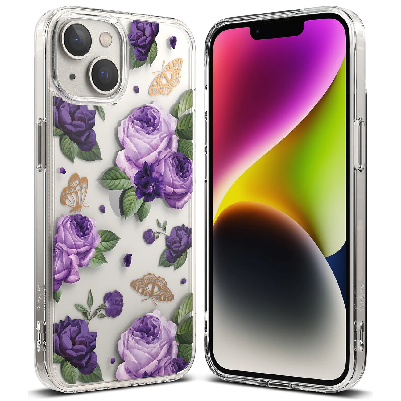 Ringke Fusion Design bruņu apvalks ar gēla rāmi iPhone 14 Plus caurspīdīgs (Violeta roze) (FD637E29)