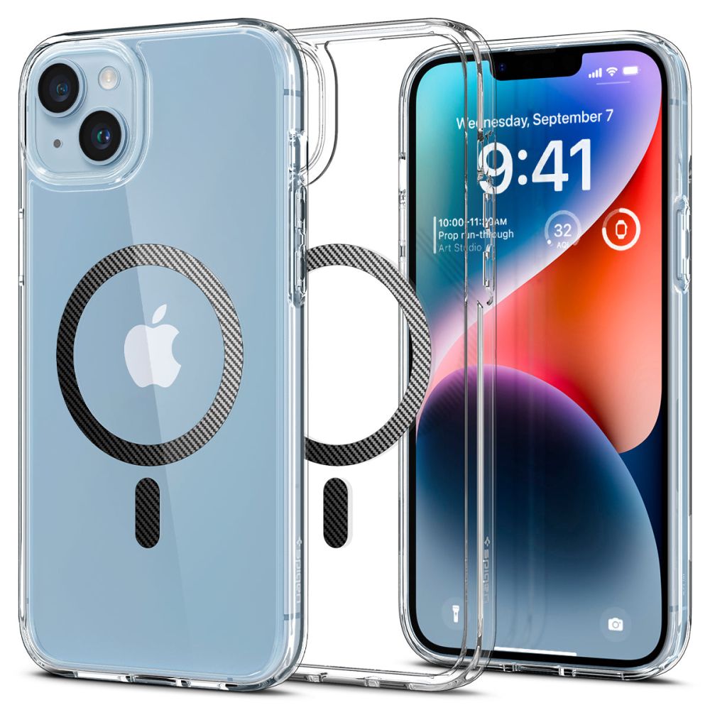 Spigen Ultra Hybrid magnētiskais apvalks ar MagSafe iPhone 14 Plus – caurspīdīgi pelēks