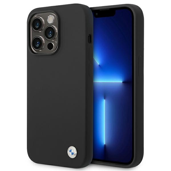 BMW BMHCP14MSILBK iPhone 14 Plus 6.7 - melns silikona/metāla logotips