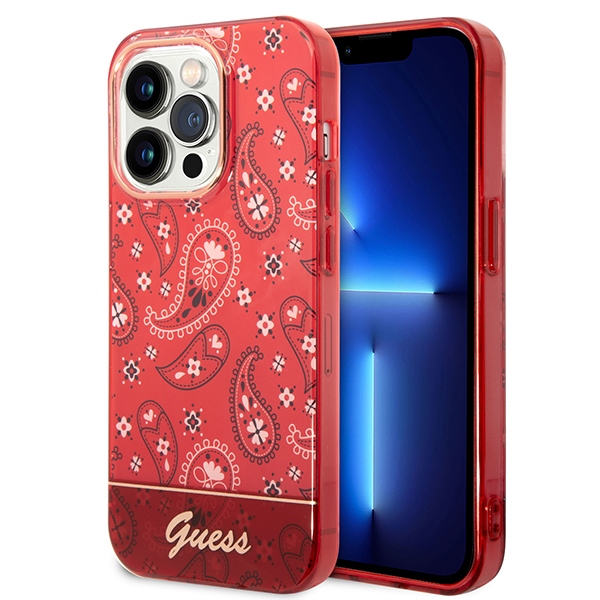 Guess GUHCP14LHGBNHR iPhone 14 Pro 6.1" sarkans/sarkans cietais apvalks Bandana Paisley