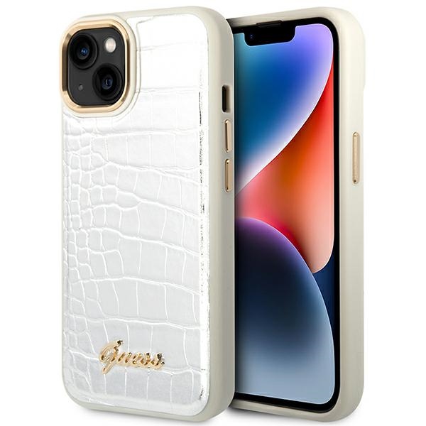 Guess GUHCP14MHGCRHS iPhone 14 Plus 6.7 "sudraba/sudraba cietais apvalks Croco Collection