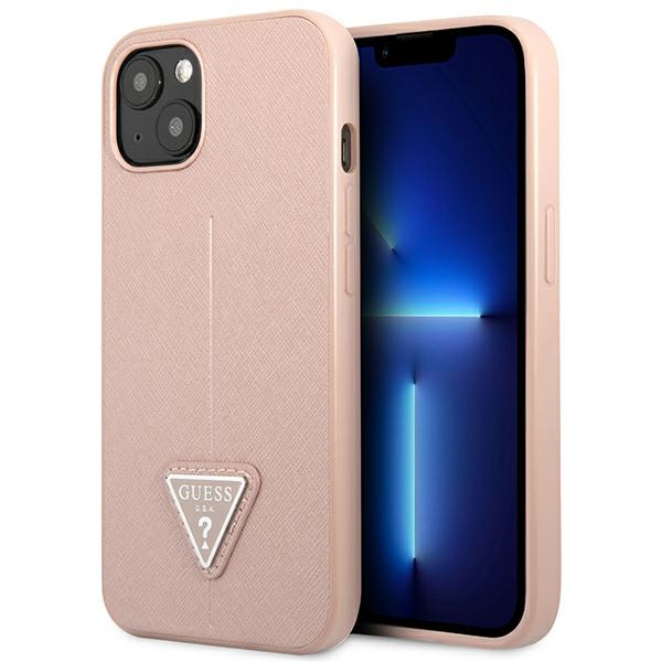 Guess GUHCP14MPSATLP iPhone 14 Plus 6.7 "rozā/rozā cietais apvalks SaffianoTriangle Logo