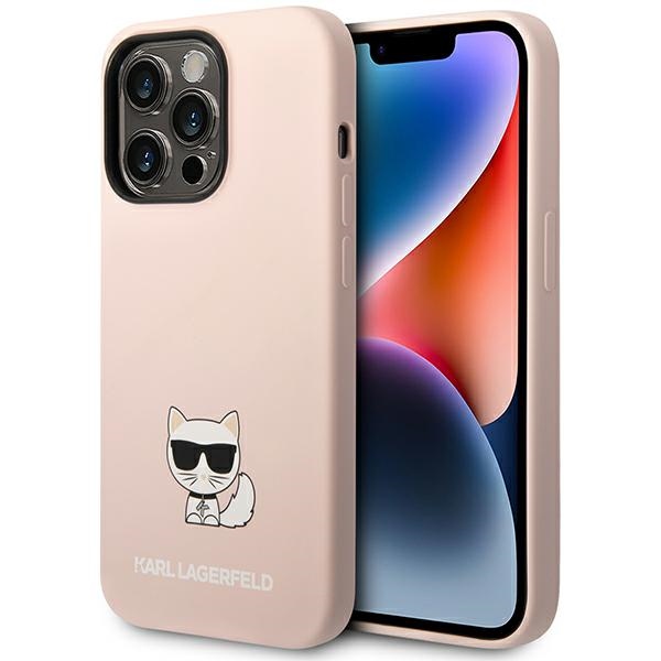 Karl Lagerfeld KLHCP14LSLCTPI iPhone 14 Pro 6.1 "cietais apvalks gaiši rozā/gaiši rozā Silikona Choupette Ķermenis