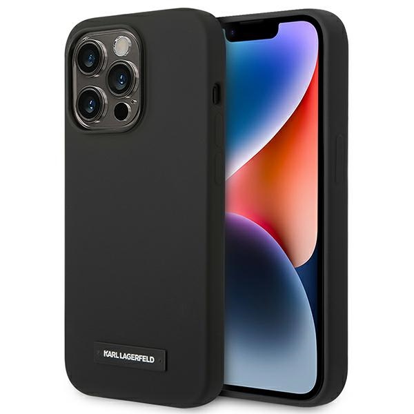 Karl Lagerfeld KLHMP14LSLMP1K iPhone 14 Pro 6,1" cietais apvalks melns / melns Silikona Plāksnīte Magsafe