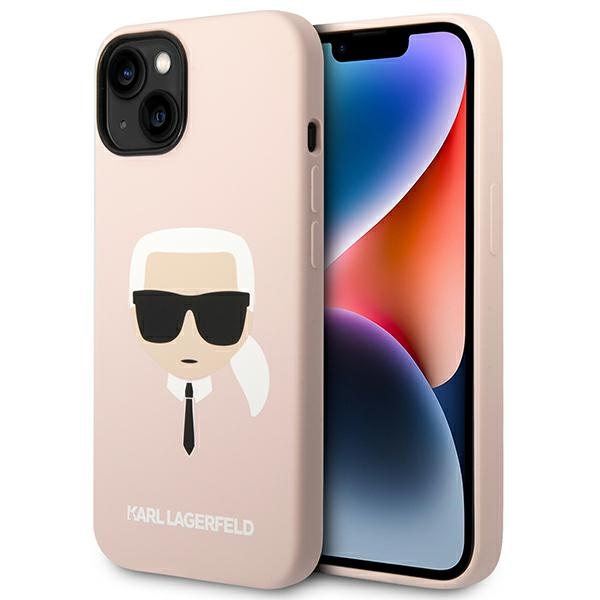 Karl Lagerfeld KLHMP14SSLKHLP iPhone 14 6.1 "cietais apvalks gaiši rozā / gaiši rozā Silikona Karla Galva Magsafe