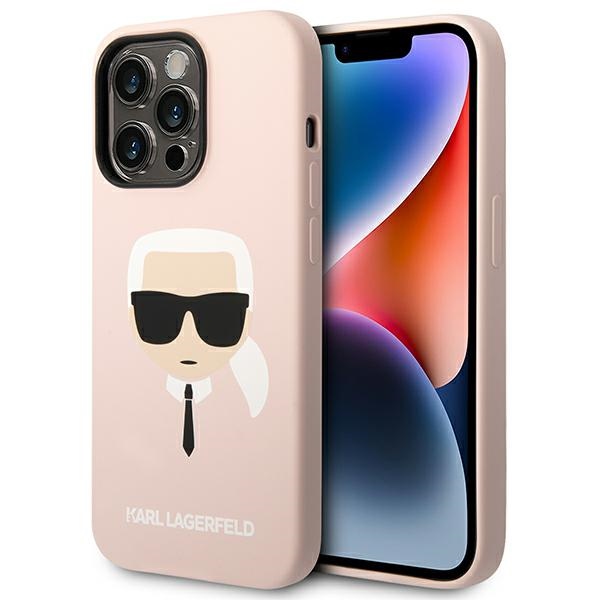Karl Lagerfeld KLHCP14XSLKHLP iPhone 14 Pro Max 6.7 "cietais viedtālruņa apvalks rozā / rozā silikona Karl`s Head