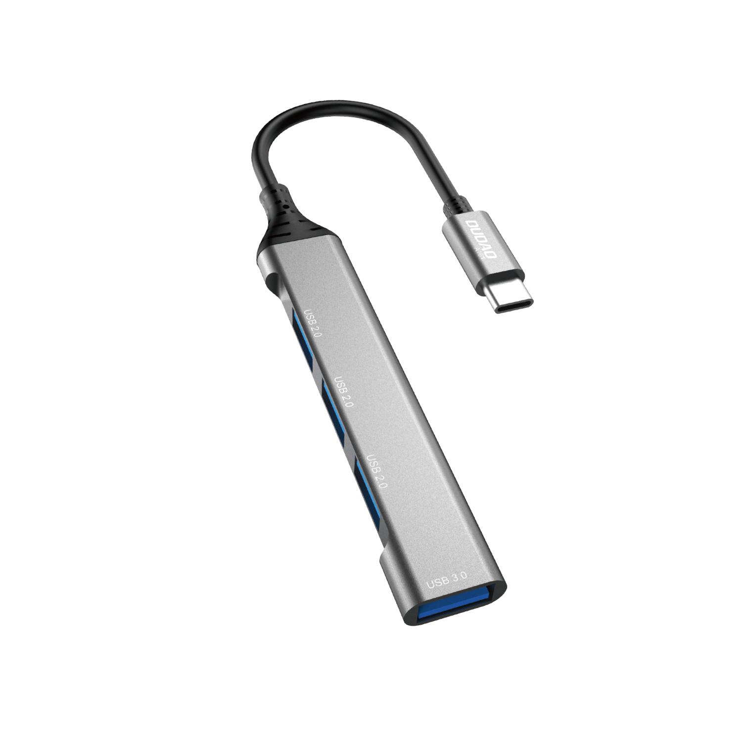 Dudao HUB 4in1 USB-C - 4x USB-A (3 x USB2.0 / USB3.0) 6.3cm melns (A16T)