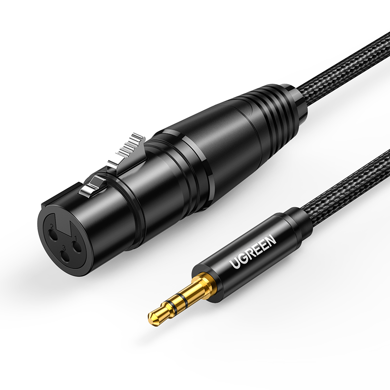 Ugreen AV182 audio kabelis 3.5mm mini jack (tēviņš) - XLR (mātīte) 1m - melns