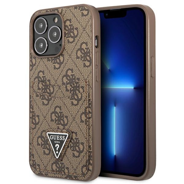 Viedtālruņa apvalks iPhone 13 Pro / 13 6.1 brūnā ar 4G trijstūra logotipu un kartes nodalījumu