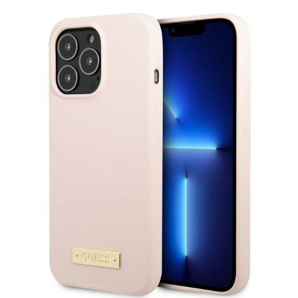 Guess GUHMP13XSPLP iPhone 13 Pro Max 6.7" rozā/rozā cietais apvalks Silikona logotips Magnētiskais