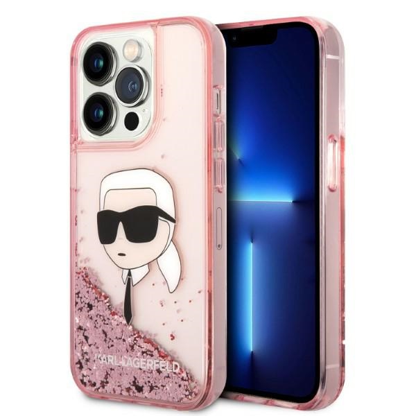 Karl Lagerfeld Spīdums Karl Galvas viedtālruņa apvalks iPhone 14 Pro - rozā