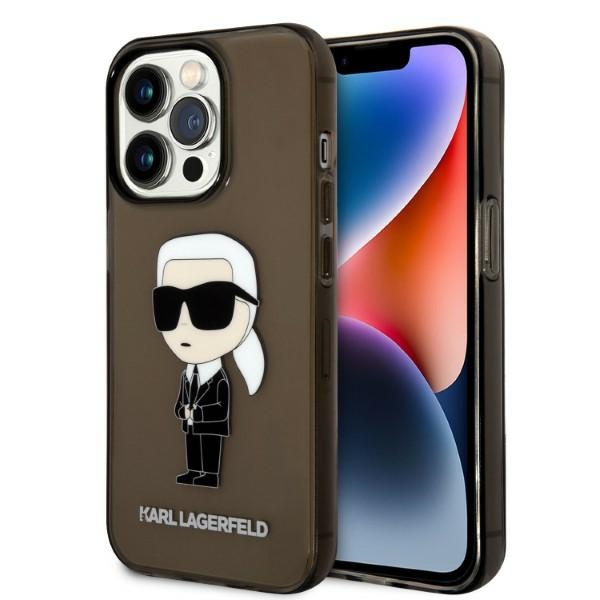 Karl Lagerfeld Ikonik Karl viedtālruņa apvalks iPhone 14 Pro Max - melns