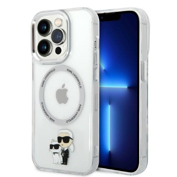 Karl Lagerfeld Ikoniskais Karl&Choupette Magnētiskais viedtālruņa apvalks iPhone 14 Pro - caurspīdīgs
