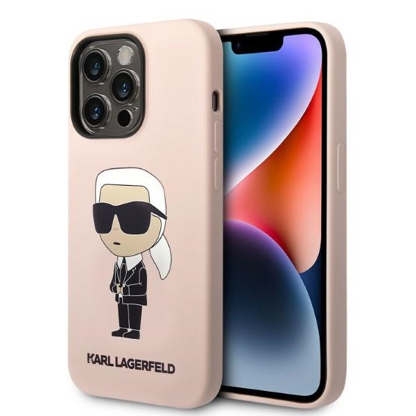 Karl Lagerfeld Silikona Ikonik Magnētiskais apvalks iPhone 14 Pro Max - rozā