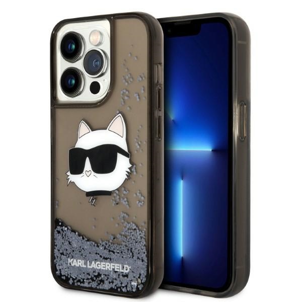 Karl Lagerfeld KLHCP14LLNCHCK iPhone 14 Pro 6.1" melns/melns cietais apvalks Spīdumi Choupette galva