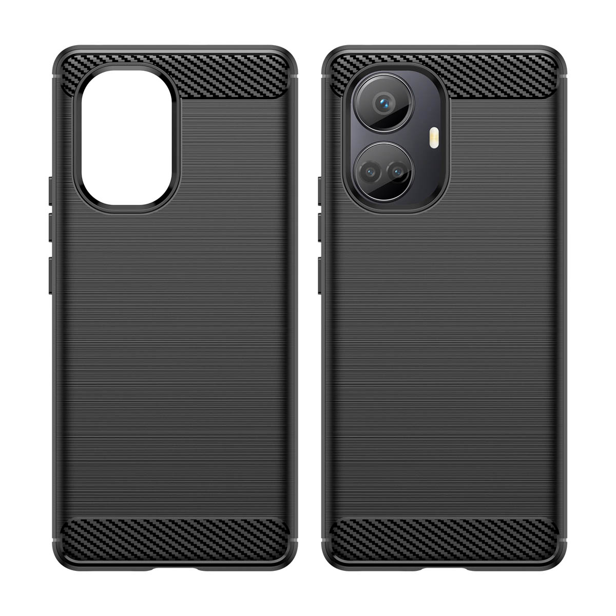 Carbon Case viedtālruņa apvalks Realme 10 Pro+ elastīgs silikona oglekļa pārklājums melns