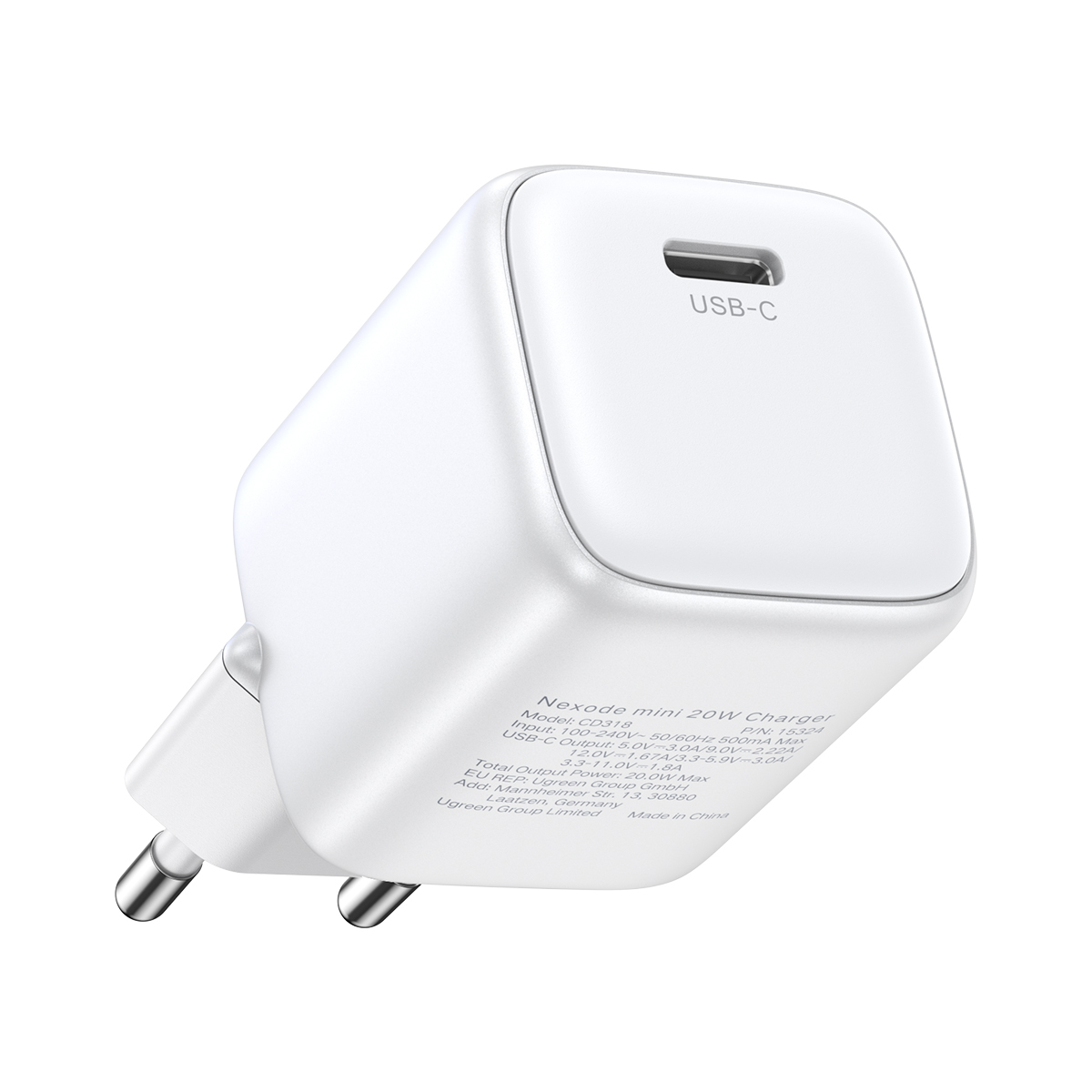 Lādētājs Ugreen CD318 20W GaN USB-C balts