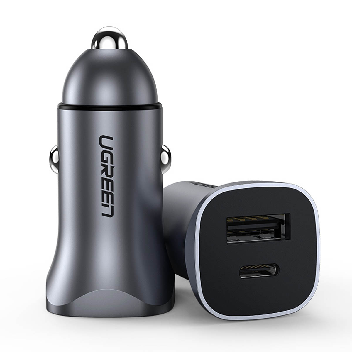 Auto lādētājs Ugreen CD130 USB-C/USB-A 30W pelēks