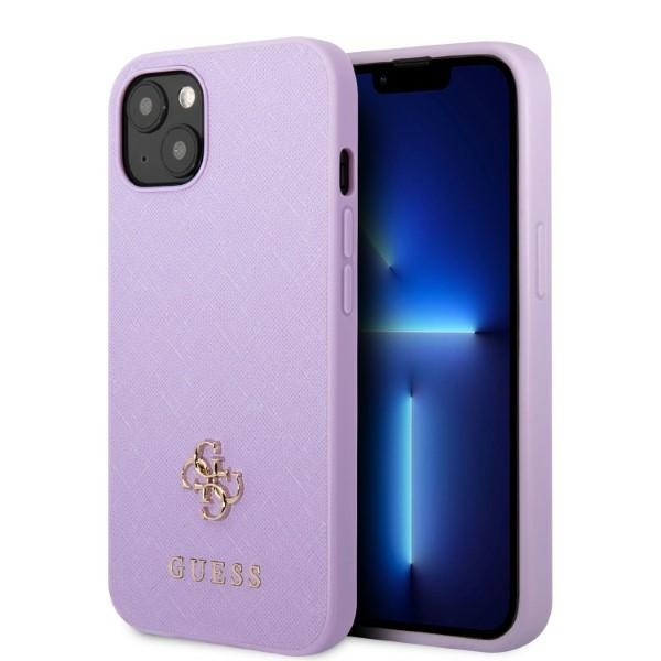 Guess GUHCP13SPS4MU iPhone 13 mini 5.4" violets/violets cietais apvalks Saffiano 4G mazs metāla logotips
