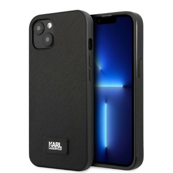 Karl Lagerfeld KLHCP13MSFMP2K iPhone 13 6.1" cietais apvalks melns/melns Saffiano Plāksne