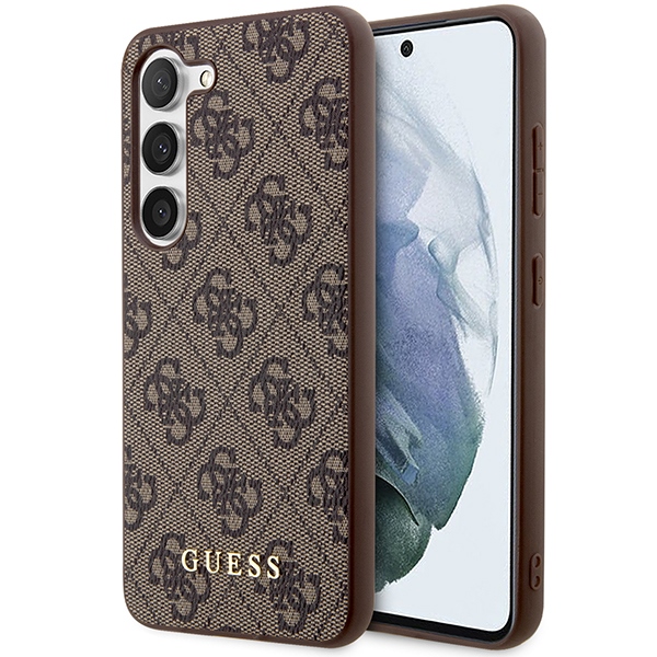 Guess GUHCS23SG4GFBR S23 S911 brūns/brūns cietais apvalks 4G Metal Gold Logo