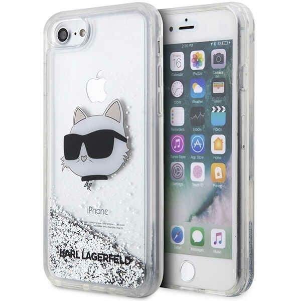 Karl Lagerfeld KLHCI8LNHCCS iPhone 7/8/SE 2020/2022 sudraba/sudraba cietais apvalks Mirdzošs Choupette Galva