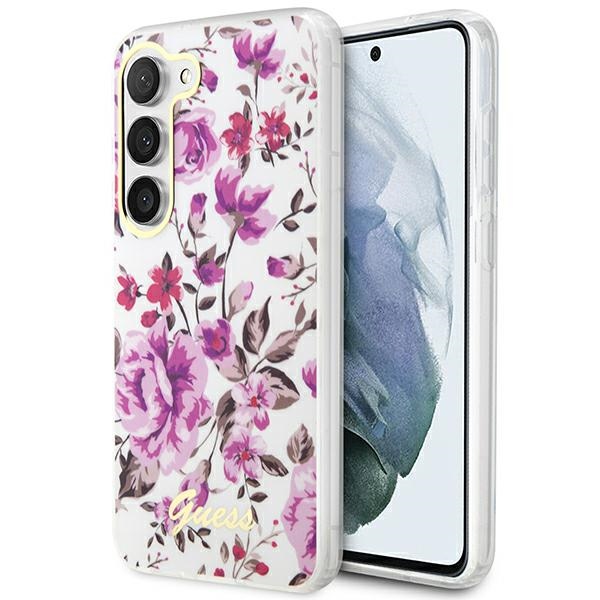 Guess GUHCS23SHCFWST S23 S911 белый/белый жёсткий чехол Flower Collection