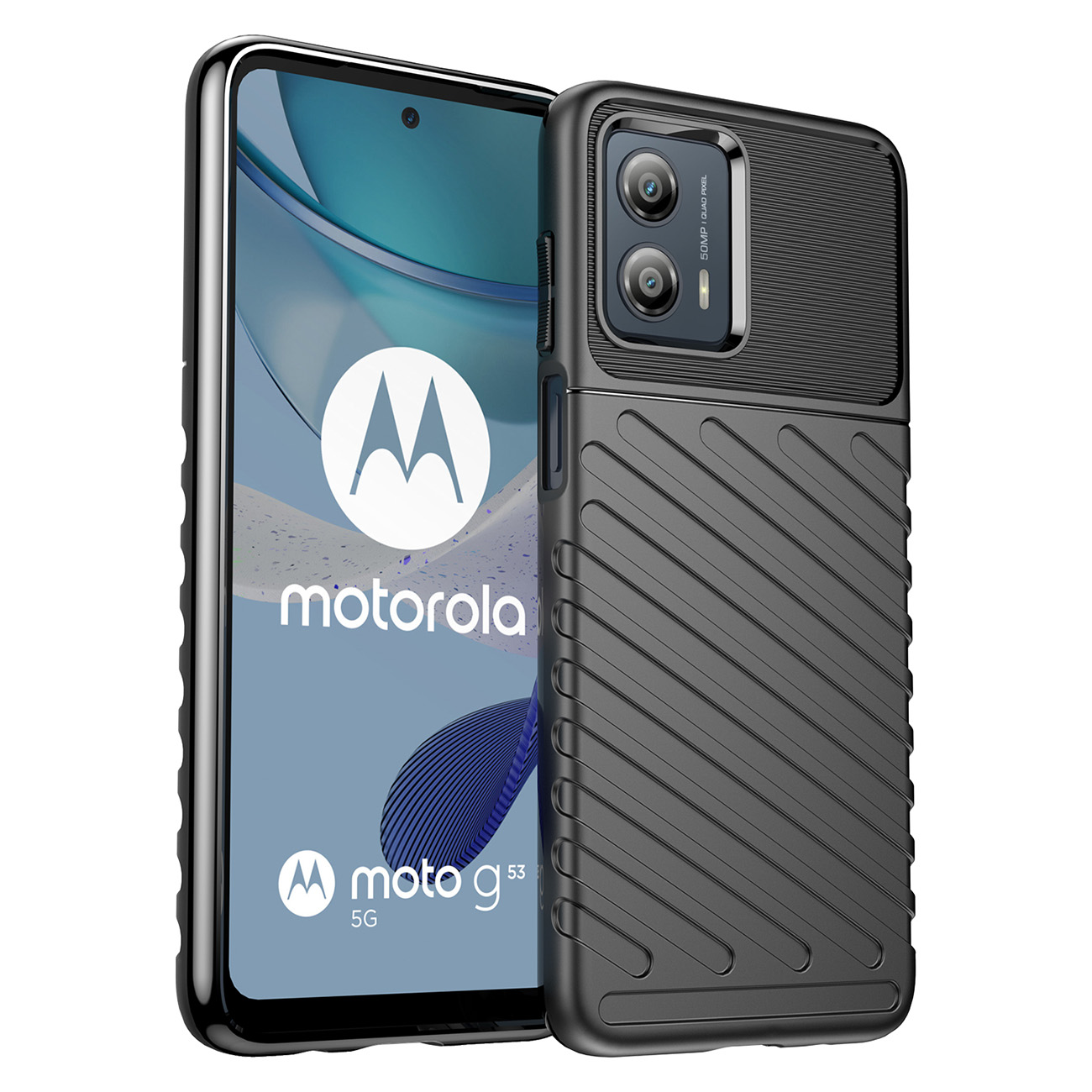 Thunder viedtālruņa apvalks Motorola Moto G53 silikona bruņu apvalks melns