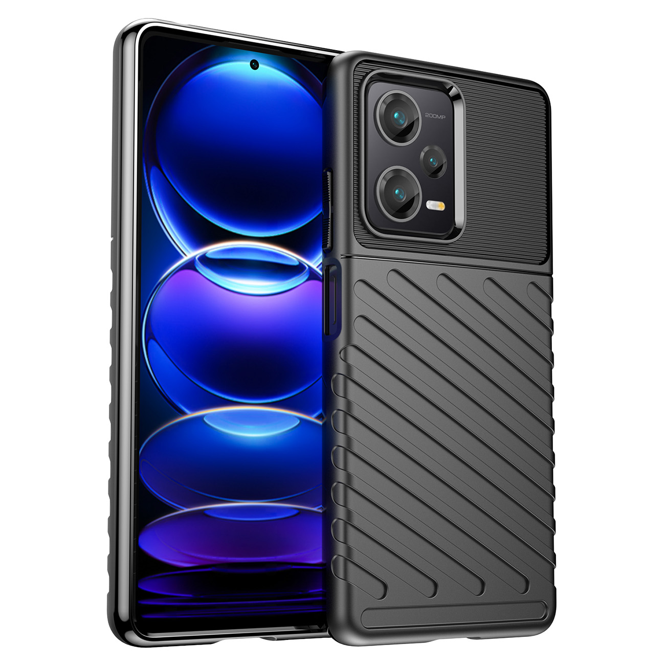 Thunder Case viedtālruņa apvalks Xiaomi Redmi Note 12 Pro+ silikona bruņu apvalks melns