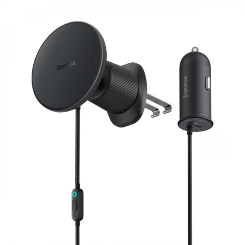 Automašīnas turētājs Baseus CW01_v2 melns (15W / Magsafe saderīgs) (magnētisks / gaisa restītes)