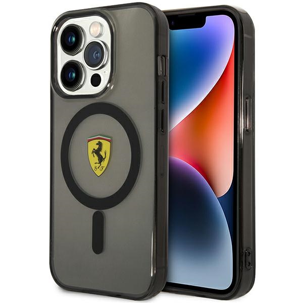 Ferrari FEHMP14XURKK iPhone 14 Pro Max 6.7" melns cietais viedtālruņa apvalks daļēji caurspīdīgs magnētiskais (MagSafe)