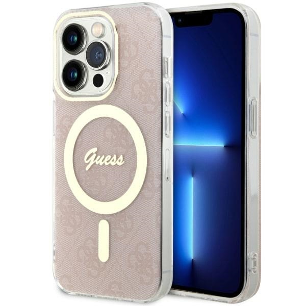 Guess GUHMP14LH4STP iPhone 14 Pro 6.1" rozā/rozā cietais apvalks 4G MagSafe