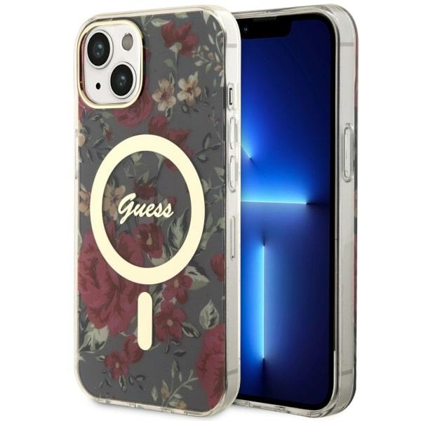 Guess GUHMP14MHCFWSA iPhone 14 Plus 6.7" zaļš/haki cietais apvalks Zieds Magnētiskais