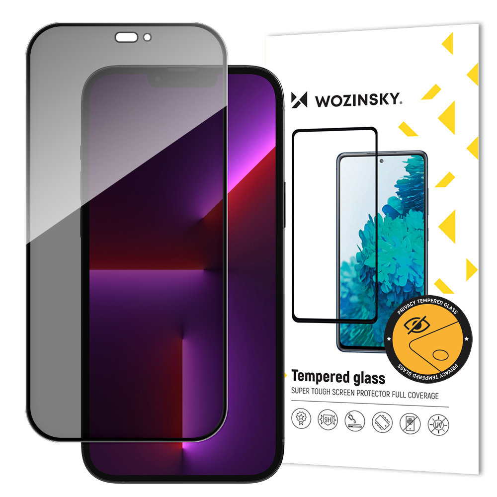Privātuma stikls ar Anti Spy filtru iPhone 15 Pro Wozinsky Privacy stikls - melns