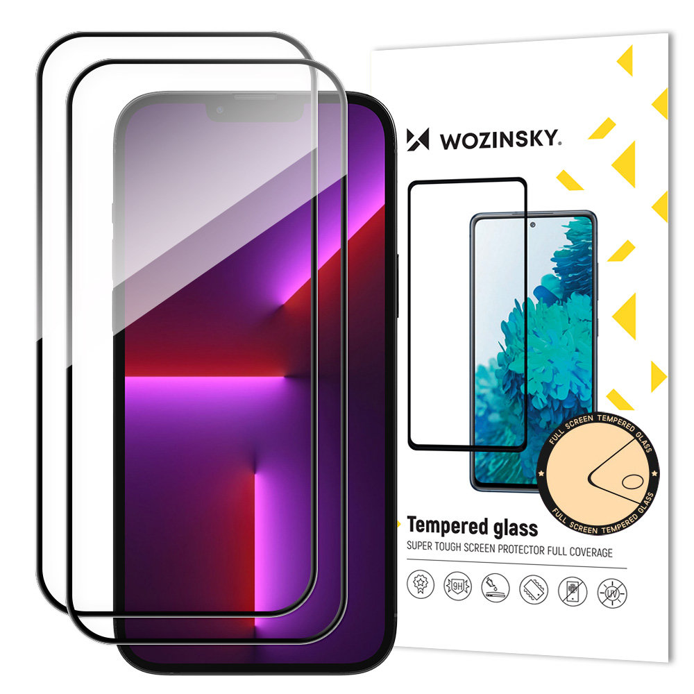 2 шт. закалённое стекло на весь экран с рамкой Case Friendly Wozinsky Full Glue iPhone 15 Plus - чёрное