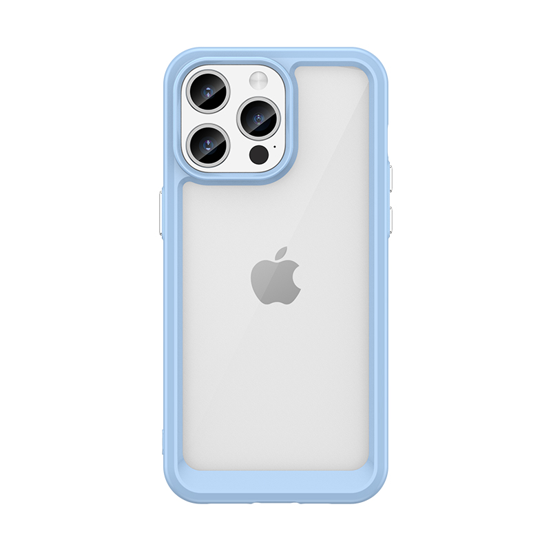 iPhone 15 Pro Max Outer Space усиленный чехол с гибкой рамкой - синий