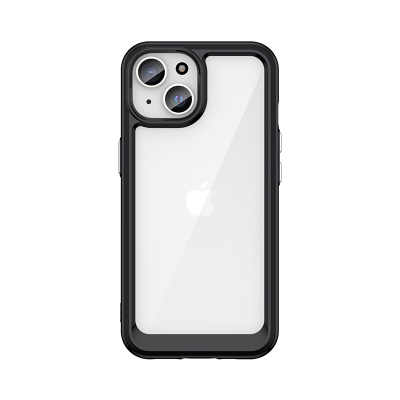 Pastiprināts viedtālruņa apvalks ar elastīgu rāmi iPhone 15 Plus Outer Space - melns