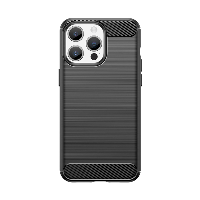 Viedtālruņa apvalks iPhone 15 Pro Max Karbono dizaina vāciņš - melns