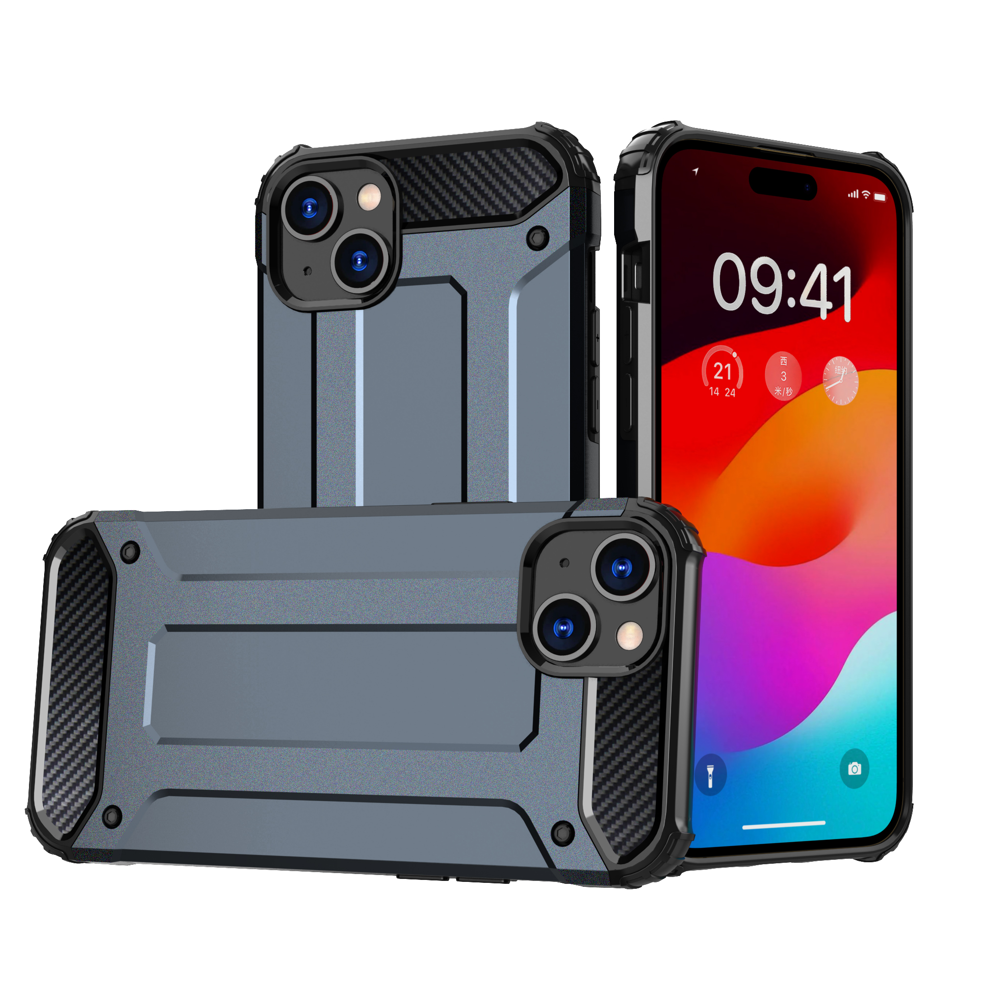 iPhone 15 Plus Hybrid Armor viedtālruņa apvalks - zils