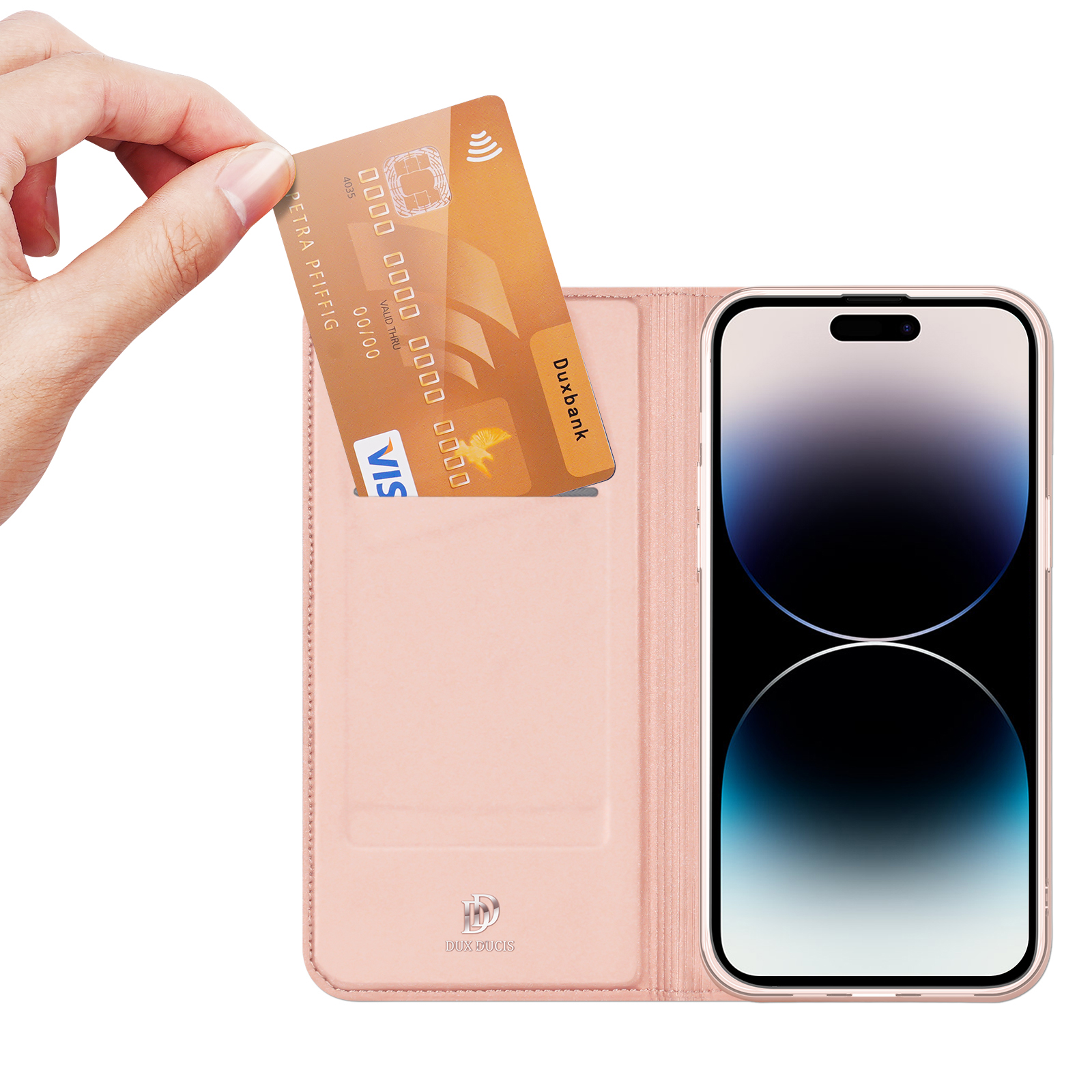Viedtālruņa apvalks Skin Pro Wallet Case iPhone 15 Pro - rozā