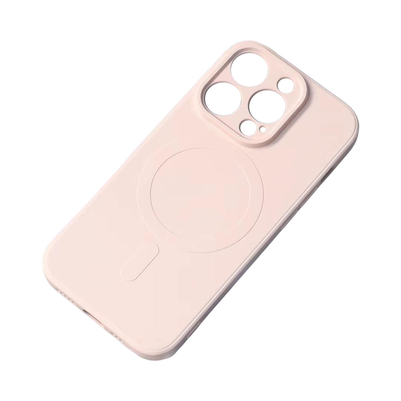 Magnētiskā saderīgs silikona viedtālruņa apvalks iPhone 15 Pro - rozā