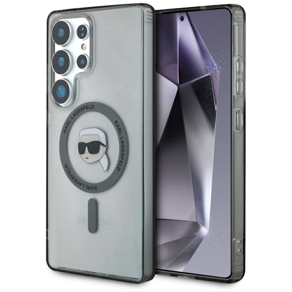 Viedtālruņa apvalks Karl Lagerfeld Button Karl Head Printed Logo Magnētiskais Samsung Galaxy S25 Ultra melns
